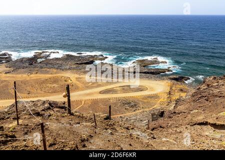 Vue sur 'Lomo de los dos morros' sur la côte de 'la Isleta' - péninsule au nord de Las Palmas, Gran Canaria, Espagne Banque D'Images