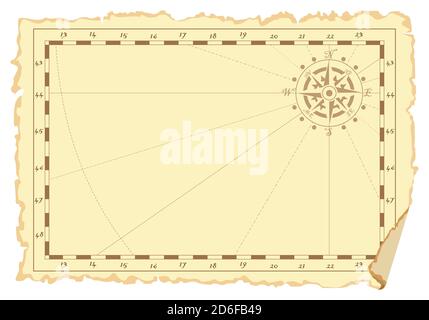 Concept d'un ancien modèle de carte de la mer. Illustration vectorielle. Illustration de Vecteur