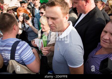 Moscou, Russie. 6 mai 2012 Blogger Alexei Navalny lors de la marche de millions de manifestations d'opposition dans le centre de Moscou. Les participants au rassemblement protestent contre le nouveau mandat de Vladimir Poutine en tant que président russe Banque D'Images