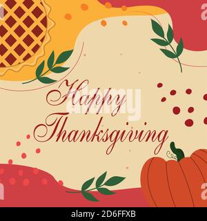 Carte de vœux Happy Thanksgiving Day Celebrations. Poteaux instagram de Thanksgiving en forme plate Illustration de Vecteur