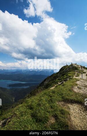 Vue depuis Heimgarten, Walchensee, haute-Bavière, Bavière, Allemagne Banque D'Images