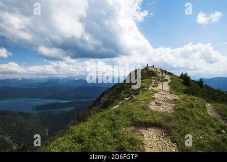 Vue depuis Heimgarten, Walchensee, haute-Bavière, Bavière, Allemagne Banque D'Images