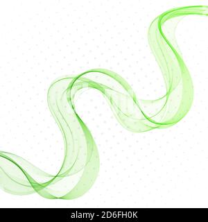 Vecteur abstrait lignes d'onde colorées y fond blanc. Éléments de conception modernes. Onde verte Illustration de Vecteur