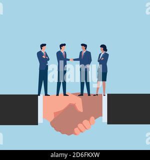 La métaphore des droits de l'homme et du racisme est poignée de main noire et blanche. Illustration de Vecteur