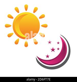 Crescent rayons soleil et lune logo design vector graphic concept illustrations Illustration de Vecteur