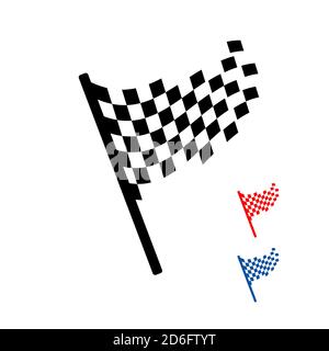 drapeau de fin icône logo signe course compétition illustration vectorielle Illustration de Vecteur