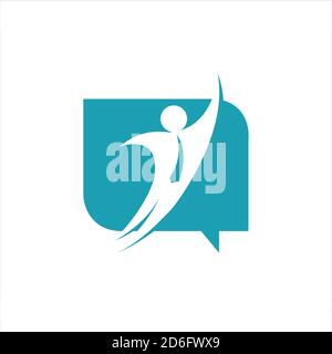 vecteur de logo de recherche d'emploi un homme d'affaires avec symbole de boîte de dialogue pour société de signe de demandeur d'emploi Illustration de Vecteur