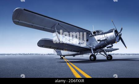 avion historique sur une piste Banque D'Images