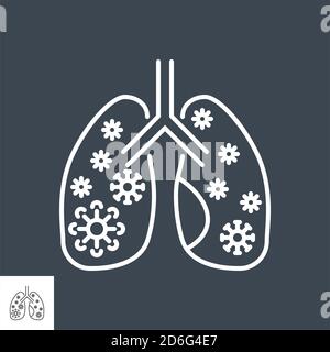 Poumons icône de ligne fine vectorielle liée à l'infection. Illustration de Vecteur