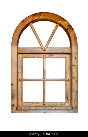 Cadre en bois d'une fenêtre avec dessus voûté Banque D'Images