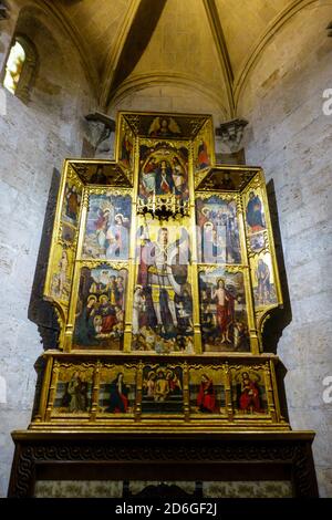 Cathédrale de Valence intérieur retable Moyen Age Espagne Banque D'Images