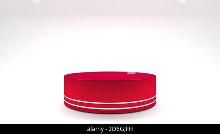 Support de produit blanc Podium rouge - socle rond minimal et Copier l'espace - Présentation du produit Banque D'Images