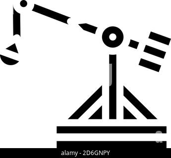 illustration noire de vecteur d'icône de catapulte médiévale Illustration de Vecteur