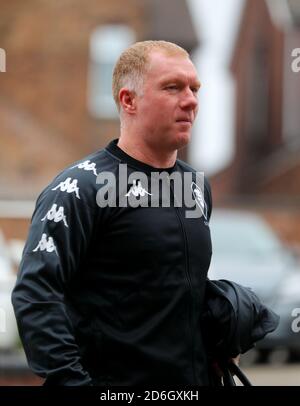 Paul Scholes, directeur de quart de Salford City, avant le match de la Sky Bet League Two à Vale Park, Stoke-on-Trent. Banque D'Images