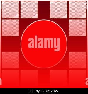 Texture rouge avec tons chauds basée sur des carrés avec un cercle au centre Banque D'Images
