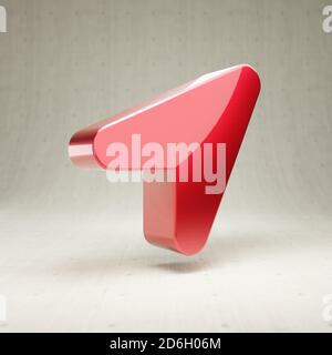 Icône de flèche d'emplacement. Symbole flèche d'emplacement brillant or isolé sur fond blanc en béton. Icône moderne pour site Web, médias sociaux, présentation, élément de modèle de conception. Rendu 3D. Banque D'Images