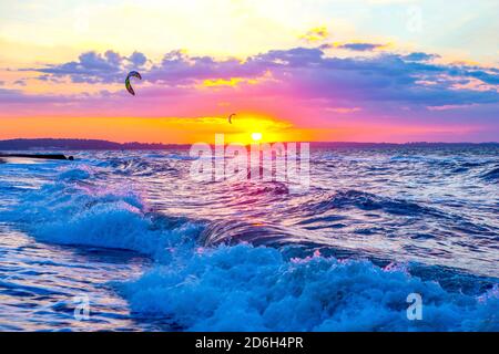 Allemagne, Schleswig-Holstein, Ostseebad Niendorf. Niendorfer , Ostseestrand am Abend Banque D'Images