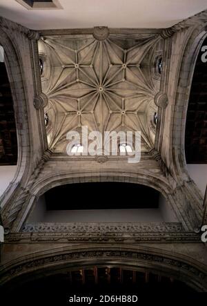 BOVEDA DE CRUCERIA DE LA ANTIGUA CAPILLA - 1527 - FOTO AÑOS 60. AUTEUR: JUAN DE ALAVA. EMPLACEMENT: HOSTAL DE LOS REYES CATOLICOS. SAINT JACQUES DE COMPOSTELLE. LA COROGNE. ESPAGNE. Banque D'Images