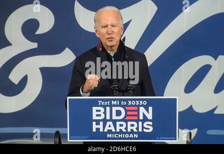 Detroit, Michigan, États-Unis. 16 octobre 2020. Capture d'écran de la couverture de Fox News du vice-président JOE BIDEN lors d'un événement de mobilisation des électeurs. Crédit : Fox News/ZUMA Wire/Alay Live News Banque D'Images