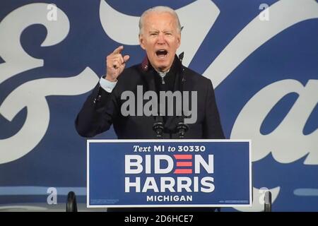 Detroit, Michigan, États-Unis. 16 octobre 2020. Capture d'écran de la couverture de Fox News du vice-président JOE BIDEN lors d'un événement de mobilisation des électeurs. Crédit : Fox News/ZUMA Wire/Alay Live News Banque D'Images