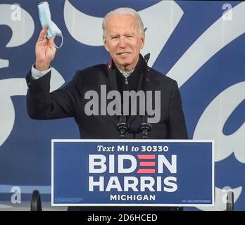 Detroit, Michigan, États-Unis. 16 octobre 2020. Capture d'écran de la couverture de Fox News du vice-président JOE BIDEN lors d'un événement de mobilisation des électeurs. Crédit : Fox News/ZUMA Wire/Alay Live News Banque D'Images