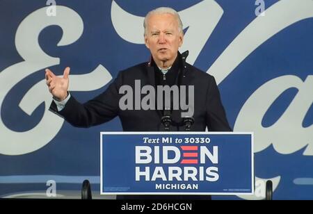 Detroit, Michigan, États-Unis. 16 octobre 2020. Capture d'écran de la couverture de Fox News du vice-président JOE BIDEN lors d'un événement de mobilisation des électeurs. Crédit : Fox News/ZUMA Wire/Alay Live News Banque D'Images