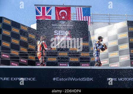 Estoril, Portugal, Italie. estoril 2020, portugal, Italie, 17 Oct 2020, .2Ã‚Â°St‚Â°7 Chaz Davies GBR Ducati Panigale V4R ARUBA.IT Racing - Ducati.3Ã‚Â°St‚Â°31 Garrett Gerloff USA Yamaha YR1 GRT Yamaha Worlaha SBK Junior - SBK Superbike - SBK - Far de crédit: 8 Otto Moretti/LPS/ZUMA Wire/Alamy Live News Banque D'Images