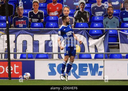 Ipswich, Royaume-Uni. 17 octobre 2020. Gwion Edwards, de la ville d'Ipswich, célèbre le deuxième but de ses équipes. EFL Skybet football League One Match, Ipswich Town v Accrrington Stanley au stade Portman Road à Ipswich, Suffolk, le samedi 17 octobre 2020. Cette image ne peut être utilisée qu'à des fins éditoriales. Utilisation éditoriale uniquement, licence requise pour une utilisation commerciale. Aucune utilisation dans les Paris, les jeux ou les publications d'un seul club/ligue/joueur. photo par Steffan Bowen/Andrew Orchard sports photographie/Alay Live news crédit: Andrew Orchard sports photographie/Alay Live News Banque D'Images