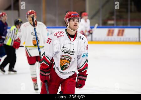 Horsholm, Danemark. 16 octobre 2020. Oliver Anker Christensen (97), d'Odense Bulldogs, vu dans le match de hockey sur glace de Metalligaen entre Rungsted Seier Capital et Odense Bulldogs à Bitcoin Arena à Horsmolm. (Crédit photo : Gonzales photo/Alamy Live News Banque D'Images