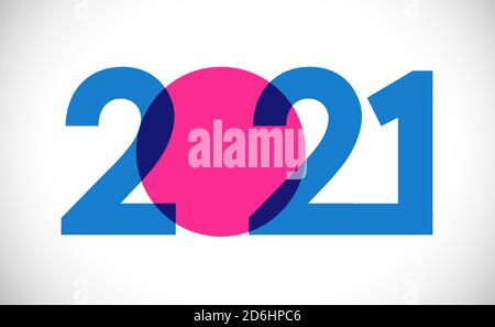 2021 UN concept de bonne année. Logotype classique de style simple. Modèle de conception graphique isolé abstrait. Chiffres avec transparence masque vectoriel Illustration de Vecteur