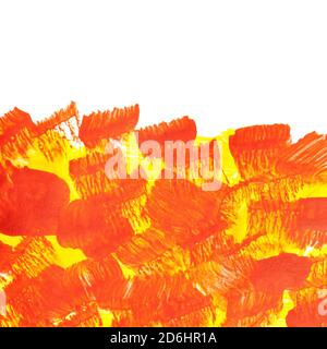 Texture jaune rouge par traits de pinceau avec bord isolé. Texture dessinée à la main Banque D'Images