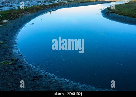Un canal d'eau autour de la lagune au parc national Spencer Spit sur l'île Lopez, Washington, États-Unis Banque D'Images