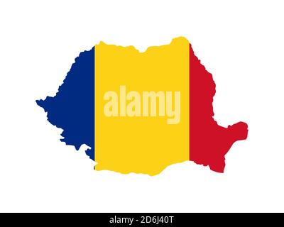 Drapeau sous forme de pays géographique, Roumanie, Europe de l'est Banque D'Images