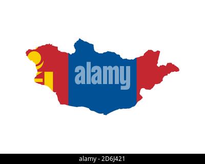 Drapeau sous forme de pays géographique, Mongolie Banque D'Images