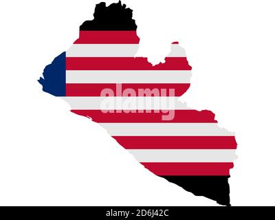 Drapeau sous forme de pays géographique, Libéria Banque D'Images
