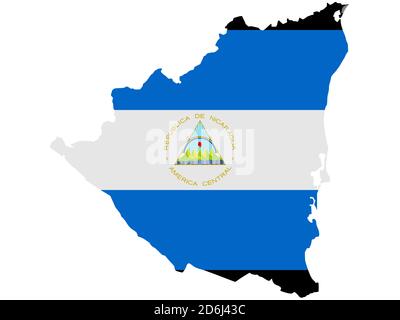 Drapeau sous forme de pays géographique, Nicaragua, Amérique latine et Caraïbes, Amérique centrale, Amériques Banque D'Images