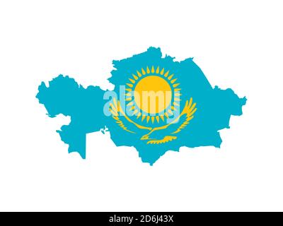 Drapeau sous forme de pays géographique, Kazakhstan, Asie centrale, Asie Banque D'Images