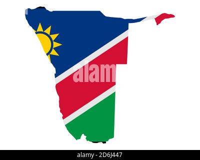 Drapeau sous forme de pays géographique, Namibie, Afrique Banque D'Images