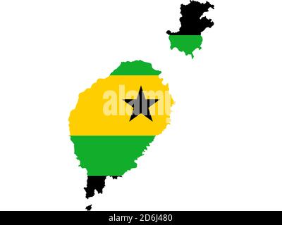 Drapeau sous forme de pays géographique, Sao Tomé-et-principe, Afrique subsaharienne, Afrique moyenne, Afrique Banque D'Images