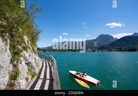 Buerglsteig avec Rettenkogel, Strobl am Wolfgangsee, Salzkammergut, pays de Salzbourg, Autriche Banque D'Images