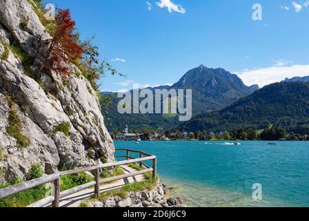 Buerglsteig avec Rettenkogel, Strobl am Wolfgangsee, Salzkammergut, pays de Salzbourg, Autriche Banque D'Images