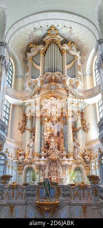 Intérieur de la Frauenkirche luthérienne ou église notre-Dame À Dresde Banque D'Images