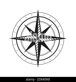 Boussole rose ou windrose / rose des vents plat icône pour applications et sites web Illustration de Vecteur