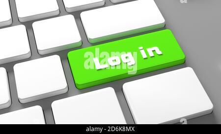 Bouton de connexion au clavier - concept de connexion à Internet Online Inscrivez-vous au nouveau site Web Banque D'Images