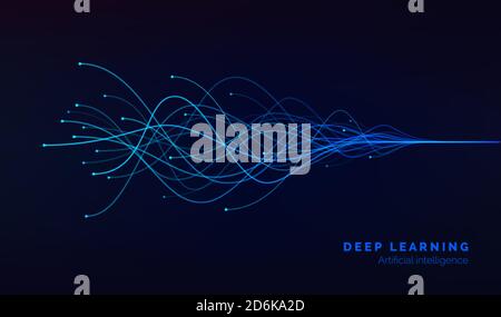 Visualisation d'apprentissage en profondeur. Ai. Concept d'intelligence artificielle des réseaux neuronaux. Egaliseur d'onde. Illustration vectorielle Illustration de Vecteur