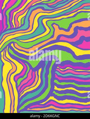Motif de vagues colorées psychédéliques. Un art fantastique avec une texture décorative. Illustration de Vecteur