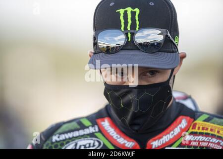 Estoril, Portugal., 18 Oct 2020, N° 1 Jonathan Rea GBR Kawasaki ZX-10RR Kawasaki Racing Team WorldSBK au cours de la ronde 8 Pirelli Estoril Round - course, World Superbike - SBK - Credit: LM/Otto Moretti/Alamy Live News Banque D'Images