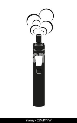 Illustration vectorielle de la cigarette électronique en noir. EVAPORATEUR e-cigarette. Illustration vectorielle. Illustration de Vecteur