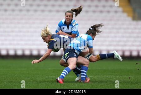 Kenny Thomas et Linzi Taylor, de Darlington Mowden Park Sharks, et Alex Matthews, de Worcester Warriors Women, lors du match FÉMININ ALLIANZ PREMIER 15S entre Darlington Mowden Park Sharks et Worcester Warriors, à la Northern Echo Arena, à Darlington, le samedi 17 octobre 2020. (Credit: Chris Booth | MI News) Credit: MI News & Sport /Alay Live News Banque D'Images