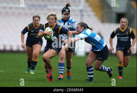 Chloe Broom of Darlington Mowden Park Sharks et Alex Callender of Worcester Warriors Women lors du match FÉMININ ALLIANZ PREMIER 15S entre Darlington Mowden Park Sharks et Worcester Warriors à la Northern Echo Arena, à Darlington, le samedi 17 octobre 2020. (Credit: Chris Booth | MI News) Credit: MI News & Sport /Alay Live News Banque D'Images